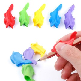 Mirrwin Haltung Schreibhilfe Grip Haltung Korrektur Werkzeug Bleistiftgriffe Schreibhilfe für Rechts- und Linkshänder Weiche Silikon-Finger Griffe Ideal für Kleine Hände 10 Stück Zufällige Farbe