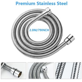Vekol Shower Hose 2.0M/79Inch Stainless Steel Shower Head Hose Replacement Handheld Shower Head with Brass Fittings, Flexible Hose Extension, Universal Shower Hose Replacement (2.0M/79Inch)