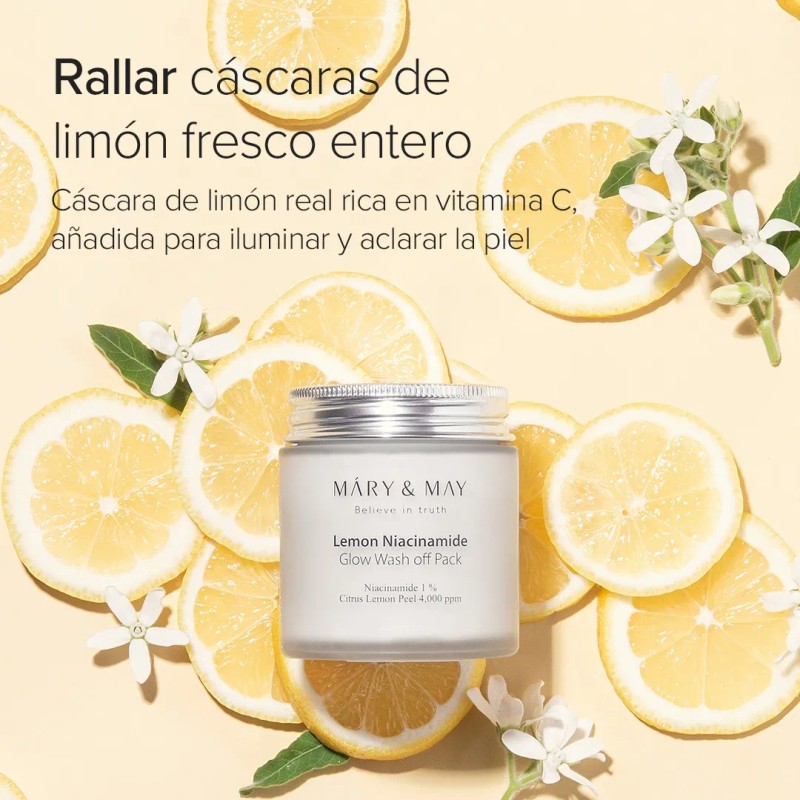 Mary&may Lemon Niacinamide Glow Wash Off Pack 125g Todo Tipo