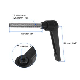 sourcing map 2pcs Clamping Lever Handles, M6 x 50mm 304 Stainless Steel Threaded Male Stud, Adjustable Handles Locking Quick Release Ratchet Push Button Bolt Knobs, Black