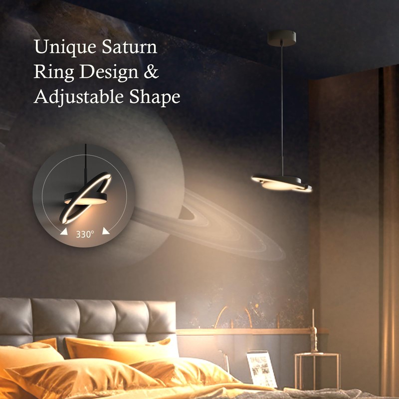 FIMEI LED Saturn Pendant Lights, 3000-6000K Dimmable Adjustable Hanging Chandelier