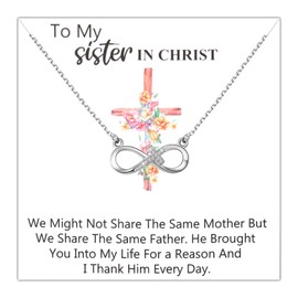 FEELMEM Christian Sister Gift To My Sister In Christ Necklace Bible Verse Religious Sisters Jewelry Baptism Gift (Sister In Christ Necklace)
