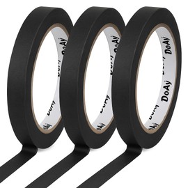 DOAY 3 Pack Black Painters Tape - Masking Tape 0.25 Inch Wide - Multi-Surface, Smart Adhesion, Indoor & Outdoor - 270FT Total - Paint Tape for DIY, Labeling, Art, Car, General Purpose (#3910)