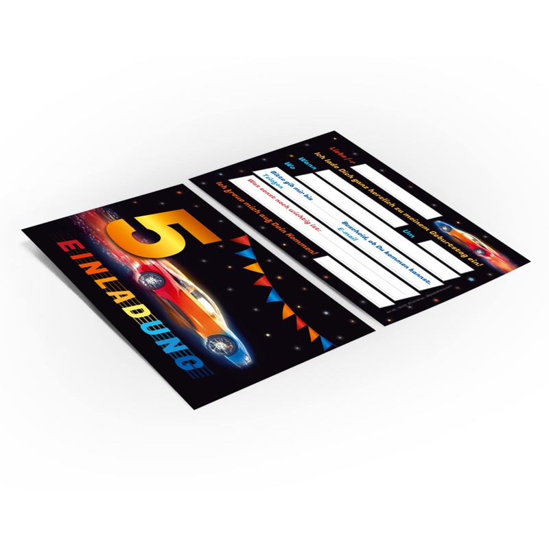 12 Invitation Cards with 12 Envelopes for Children's 5th Birthday