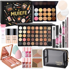 Make Up Set, Makeup Starter Kit for Women & Teenage Girls, All in One Makeup Gift Set Bundle Includes Foundation Face Primer Eyeshadow Contour Palette Lip Gloss Eyebrow Pencil Mascara Cosmetic Brush