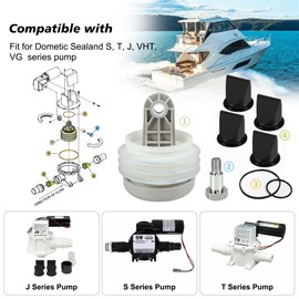 Fits for Dometic Sealand 385230980 Pump Bellow Kit, 385310076 Duckbill Valve (4 Pack) and 385310151 O-Ring (2 Pack) Replace for S, T, J series Vacuum Pump for RV and Boat Toilet Vacuum Pump System