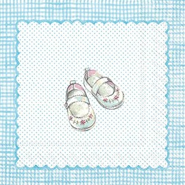 Ideal Home Range C707649 Cocktail Napkins, Rosanne Beck, Pack of 20, Blue Napkins 6.5 x 6.5 Inches for My Little Baby, Light Blue