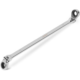 DISEN 17-19mm Extra Long Flex Head Ratcheting Wrench, Double Box End Long Reach Ratchet Wrench, CRV Steel, Metric