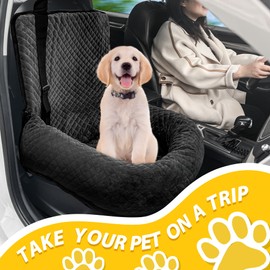 Dog Car Seat for Small Medium Dogs,Detachable Washable Travel Safety Pet Booster Seat, Comfy Ultra Soft and Multifunctional Car Travel Bed,Black