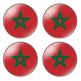 HSQCEZ 4 Pcs Morocco Flag Pin Round 1 Inch, Lapel Pins Souvenir Badge for Hat Clothes Backpack,Moroccan Flag Brooch Accessories Party Favors,Patriotic Pin Accessories for Men/Women