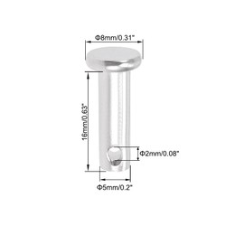sourcing map Single Hole Clevis Pins - 5mm X 16mm Flat Head 304 Stainless Steel Link Hinge Pin 10Pcs