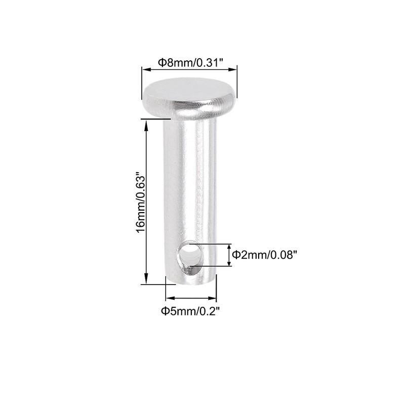 sourcing map Single Hole Clevis Pins - 5mm X 16mm