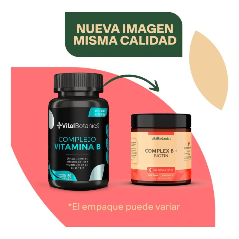 Vitaminas Complejo B + Biotina + Arandano 60 Capsulas