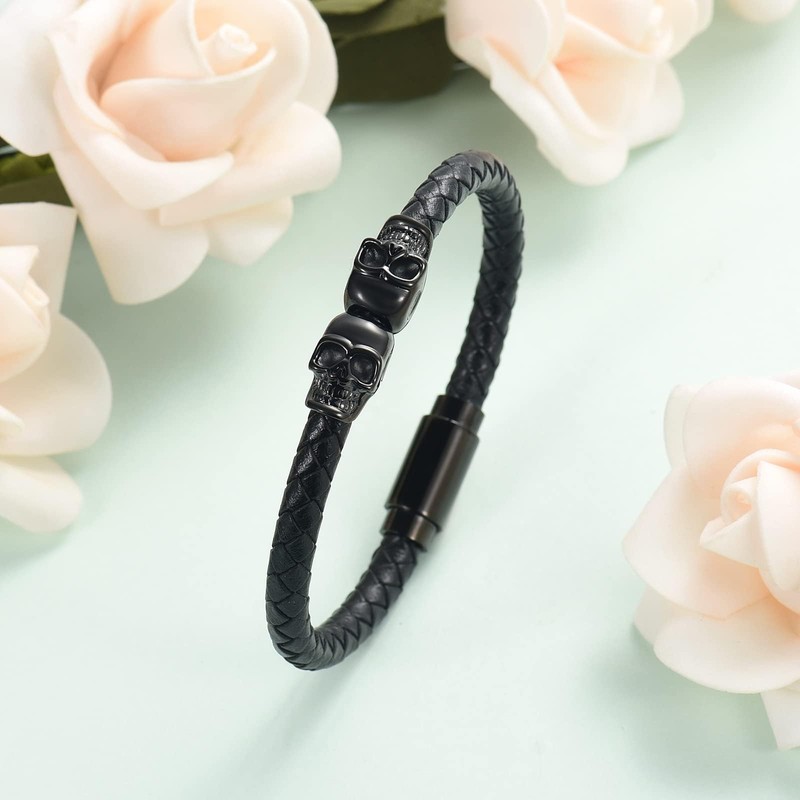 Cremation Jewelry Skull Urn Bracelet for Ashes for Men Women