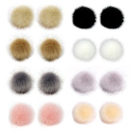 Zasvec Faux Fur Pompom for Hats, Faux Fur Pompoms, Fluffy Pompom, Faux Fur Pom Ball, Fur Pompom for Hats, Bobbles, Faux Fur, Fluffy Pompom for Hats, Shoes, Scarves, 10 cm, Pack of 16