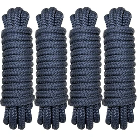 PACTHSD 4-Pack 1/2" x 15' Dock Lines, Premium Double Braided Nylon Boat Ropes for Docking with a 12" Eye, High Strength Marine Rope Boat Lines, Navy Blue Mooring Lines