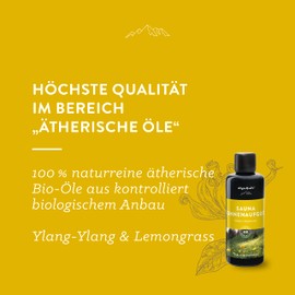AllgäuQuelle Sauna Infusion with 100% Organic Oils Allgäuer Fountain of Youth with Sauna Fragrance Ylang Ylang and Lemongrass (100 ml) Sauna Infusion Ideal as Sauna Accessory and Sauna Gift Set