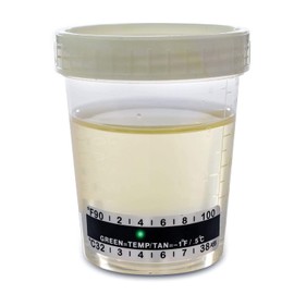 25 x Urine Sample Cup Screw Cap 120 ml with Temperature Display