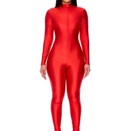 Forplay Womens Mock Neck Jumpsuit Adult Sized Costumes, Red, Small/Medium US