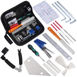 LEKATO 25Pcs Guitar Tool Kit, Guitar Repair Kit, Guitar Maintenance Kit, Guitar String Winder, Hex Wrenches, String Action Ruler for Acoustic Guitar Electric Guitar Ukulele