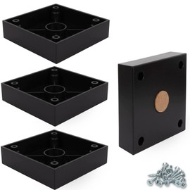 F!XBL Cuba Grande Furniture Feet 2.5 cm High with Felt Gliders Black Square Set of 4