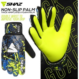 Shaz Soccer Goalkeeper Gloves for Kids Boys Children Youth,Funky Football Goalie Gloves Anti Slip 4mm Latex Palm with Strong Grip & Double Wrist Protection (Size 3 Suitable for 5-6 Years)