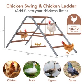 PETSFIT Chicken Roosting Bar-Solid Wood and Rustproof Iron Design, Chicken Perch with Swing for Healthy Poultry-Ideal for Backyard Coops, Farms, Easy to Assemble and Clean