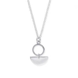 Boma Jewelry Sterling Silver Geometric Semi-Circle Necklace, 18 Inches