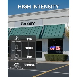 30'' x 10" Led Open Sign Ultra Bright Large Open Closed Sign with Hanging Installation,Light Up Signs for Bar Store Restaurant Office Hotel Salon USA Flag