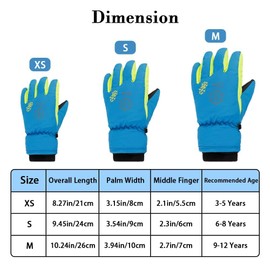 Kids Snow Gloves Blue Winter Gloves for Cold Weather M Size 9-12 Years Kids Ski Glove Snow Gloves for Kids 8-12 Kid Winter Glove Ski Glove for Kid GlovesWinter for Outdoor BoysGloves