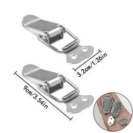 Tool Box Buckle, 8 PCS Stainless Steel Spring Toggle Locks for Cabinet, Boxes, Suitcase (90mm Overall Length)