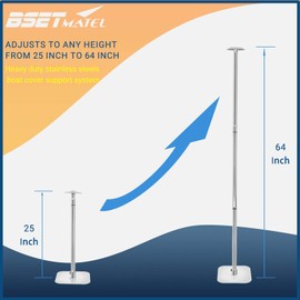 2 Pcs Boat Cover Support Poles with Stabilized and Enlarged Bases, Adjustable Height 25 Inch-64 Inch, Marine Grade 304 Stainless Steels Tarp Support System for Pontoon/Jon Boat Cover/Bimini Tops (2)