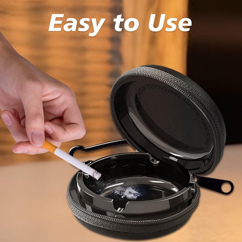 Pocket Ashtray, Portable Ashtray, Metal Ashtray with Key Ring, Odour-Proof