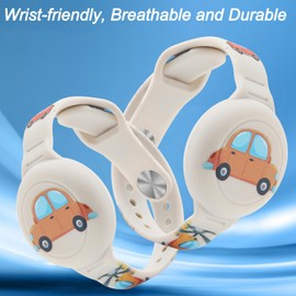 Vancle Air Tag Bracelet for Kids, Waterproof Cute Cartoon Air Tag Wristband for Air Tag Holder, Adjustable Anti Lost Wristband for Toddler Baby, Boys, and Girls, Elders (Starlight)