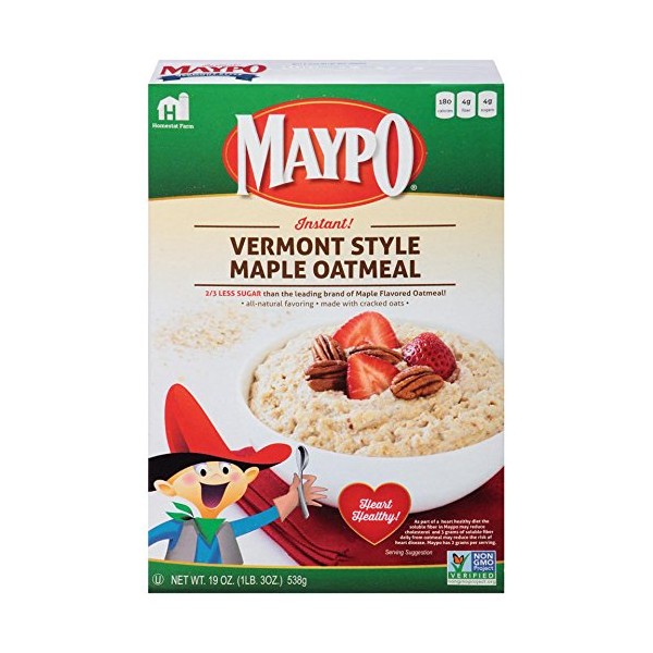 MAYPO Instant Maple Oatmeal Cereal Vermont Style 19 OZ (Pack of 2)