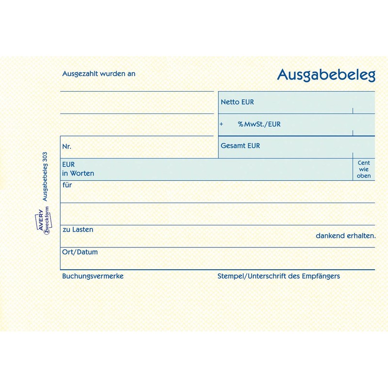 Avery Zweckform 303 Document Pressure (Output Receipt A6 Horizontal 50 Sheet (S) Yellow