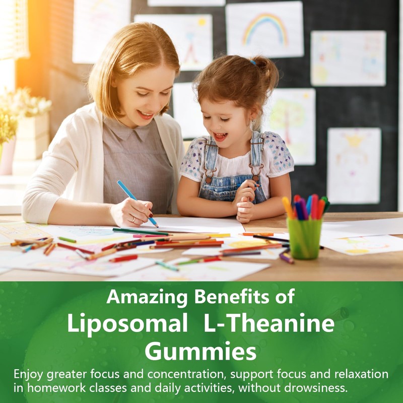 Oakevlp Liposomal L-Theanine 1200mg Gummies,Complex Magnesium GABA,5-HTP,Ashwagandha etc for Calm,
