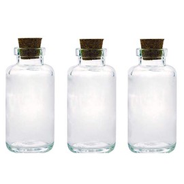 Apothecary Glass Bottle with Cork; 6oz Liquid Capacity. Clear, Thick Glass Essential Oil Bottle with Complimentary Perfume Oil Sample (3, Apothecary Corked Glass Bottle)