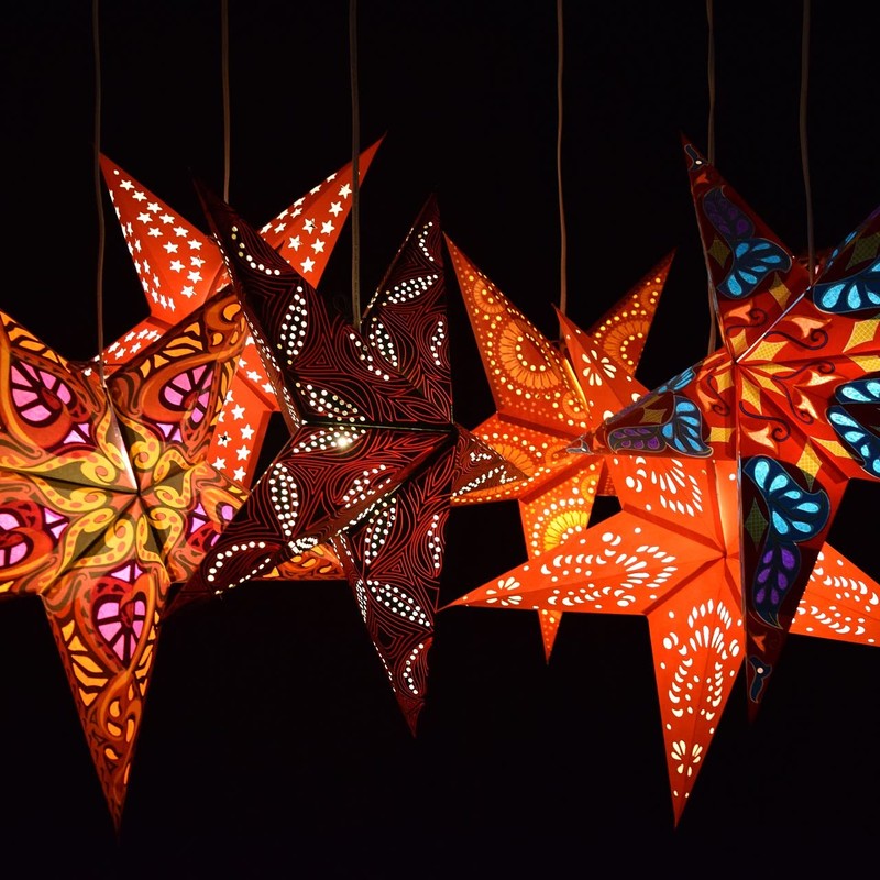 Morse Code Paper Star Lantern with 12 Foot Power Cord