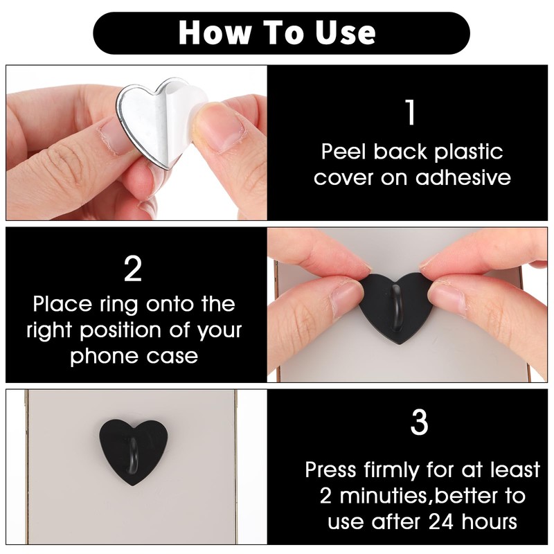 Amabro 12PCS Phone Holder Heart Phone Ring, Self-Adhesive Cell Phone