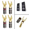Speaker Banana Plug Set, 4-Pack Y Spade Connectors, 45 Degree