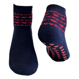 Tey-Art Alpaca Arte Alpaca Wool Gripper Designer Socks are Cozy, Warm & Colorful - Gripper Hearts - Navy Blue L