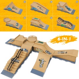 Gr8ware Skateboard Ramp, 6 in 1 Finger Skateboard Ramp Set, Mini Skatepark for Fingerboard, Figure Boarding Skate Park, Fingerboard Skatepark Halfpipe Obstacle Deck Toys for Kids Holiday Party Favors