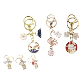 [villageriver] Japanese Souvenir Keychain for Foreigners, Mt. Fuji, Cherry Blossoms, Maneki Neko, Set of 3 Fuji, S