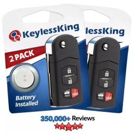 KeylessKing* 2x Replacement Remote Keyless Entry Flip Car Key Fob for 2005-2008 Mazda 6 RX-8