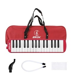 32 Keys Melodica Keyboard Instrument Air Piano Soprano Harmonica with Carrying Bag for Beginners Adults Gift Red