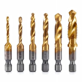 Set of 6 Tap Set, Thread Cutting Tap, Chamfering Tap, Multifunctional, Screws, Cutting High-Speed Steel, For Ironwork, Spiralizers, Multifunctional Integral, Drilling, Threading, Hexagonal Shank, M3