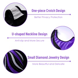 DoGeek Gymnastics Leotard Long Sleeve Athletic Leotards for Little Girl Rainbow Stripes Ballet Tutu (Long-Sleeve Purple)