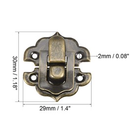 sourcing map Box Latch, Small Size Bronze Decorative Hasp Jewelry Cases Catch w Screws 2 Sets