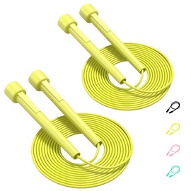 2Pcs Skipping Rope Adult for Home Exercise, Speed Jumping Rope with Non-Slip Handle, Adjustable skipping Rope for Men, Women and Kids Body Fitness, Crossfit(Yellow)